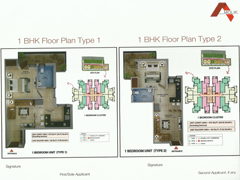 Floor Plan of Amolik Affordable Flats in Faridabad - 1 Bhk Type 1 and 2